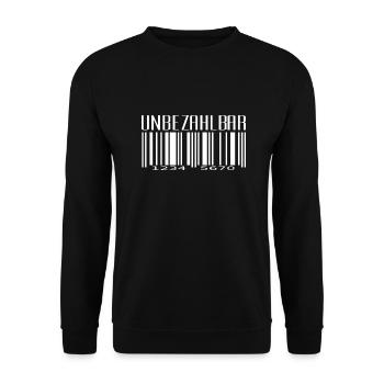 Unbezahlbar Strichcode Design - Unisex Pullover - Schwarz - Vorne - Alina (178cm) & Michal (187cm)