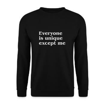 Jeder ist einzigartig außer mir - Unisex Pullover - Schwarz - Vorne - Alina (178cm) & Michal (187cm)
