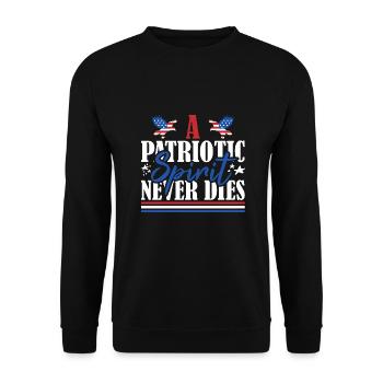 Veteran US Flag A Patriotic Spirit Never Dies - Unisex Sweatshirt - black - Front - Alina (178cm) & Michal (187cm)