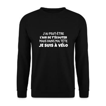 dans ma tête je suis à vélo / humour cycliste - Sweat-shirt Unisexe - noir - Devant - Alina (178cm) & Michal (187cm)