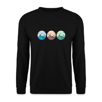 Gebirgslandschaft Geometrische Kunst - Unisex Pullover - Schwarz - Vorne - Alina (178cm) & Michal (187cm)