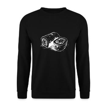 Sushi Hand gezeichnet - Unisex Pullover - Schwarz - Vorne - Alina (178cm) & Michal (187cm)