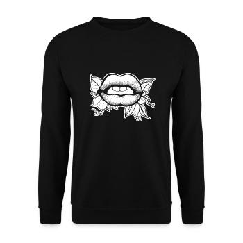 Lips, mouth, kissing lips - Unisex Sweatshirt - black - Front - Alina (178cm) & Michal (187cm)