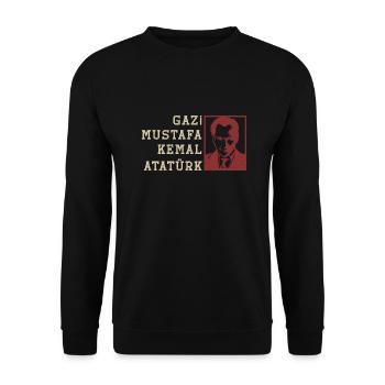Ataturk Turkey GAZI Mustafa Kemal Silhouette - Unisex Sweatshirt - black - Front - Alina (178cm) & Michal (187cm)