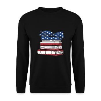 Reader Us Flag Reading - Unisex Sweatshirt - black - Front - Alina (178cm) & Michal (187cm)