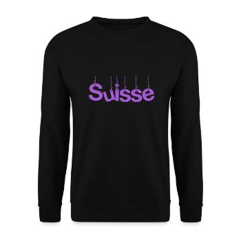 SUISSE. PAYS. GENEVE. SUISSE. HUMOUR - Sweat-shirt Unisexe - noir - Devant - Alina (178cm) & Michal (187cm)