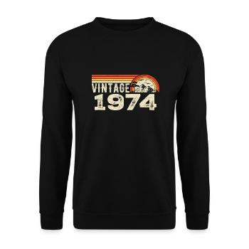 Vintage 1974 Birthday Gift 1974 Retro 1974 - Unisex Sweatshirt - black - Front - Alina (178cm) & Michal (187cm)