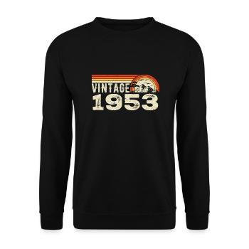 Vintage 1953 Retro 1953 Geburtstagsgeschenk - Unisex Pullover - Schwarz - Vorne - Alina (178cm) & Michal (187cm)