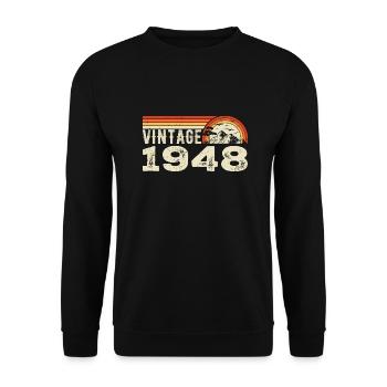 Jahrgang 1948 Geburtstagsgeschenk 1948 Retro 1948 - Unisex Pullover - Schwarz - Vorne - Alina (178cm) & Michal (187cm)