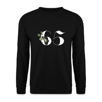 Numéro 65 floral vert - 65e anniversaire floral - Sweat-shirt Unisexe - noir - Devant - Alina (178cm) & Michal (187cm)