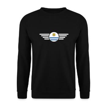 Ich liebe Uruguay, Eleganz Stil Design T-Shirt - Unisex Pullover - Schwarz - Vorne - Alina (178cm) & Michal (187cm)