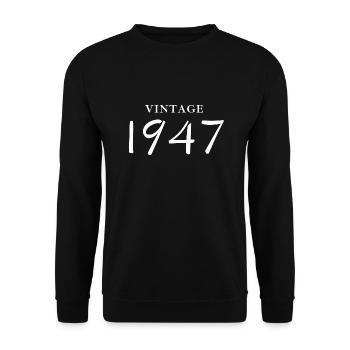 Jahrgang 1947 - Geschenkidee zum Geburtstag - Unisex Pullover - Schwarz - Vorne - Alina (178cm) & Michal (187cm)