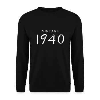 Jahrgang 1940er Jahre - Geschenkidee zum Geburtstag - Unisex Pullover - Schwarz - Vorne - Alina (178cm) & Michal (187cm)