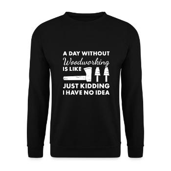 Menuisier Une journée sans travail du bois - Sweat-shirt Unisexe - noir - Devant - Alina (178cm) & Michal (187cm)