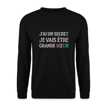 I have a secret, I'm going to be a big sister - Unisex Sweatshirt - black - Front - Alina (178cm) & Michal (187cm)