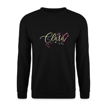 Clara Nom Prénom Calligraphie Coeur - Sweat-shirt Unisexe - noir - Devant - Alina (178cm) & Michal (187cm)