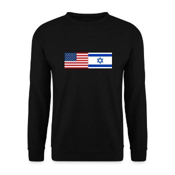 USA Israel Flagge - Unisex Pullover - Schwarz - Vorne - Alina (178cm) & Michal (187cm)