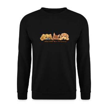 Niedliche rothaarige Katze und zwei Hunde - Unisex Pullover - Schwarz - Vorne - Alina (178cm) & Michal (187cm)