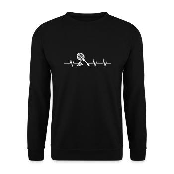 Heartbeat of Badminton - Unisex Pullover - Schwarz - Vorne - Alina (178cm) & Michal (187cm)