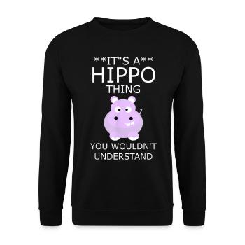 Hippo, cadeau drôle de T-shirt d'hippopotame - Sweat-shirt Unisexe - noir - Devant - Alina (178cm) & Michal (187cm)