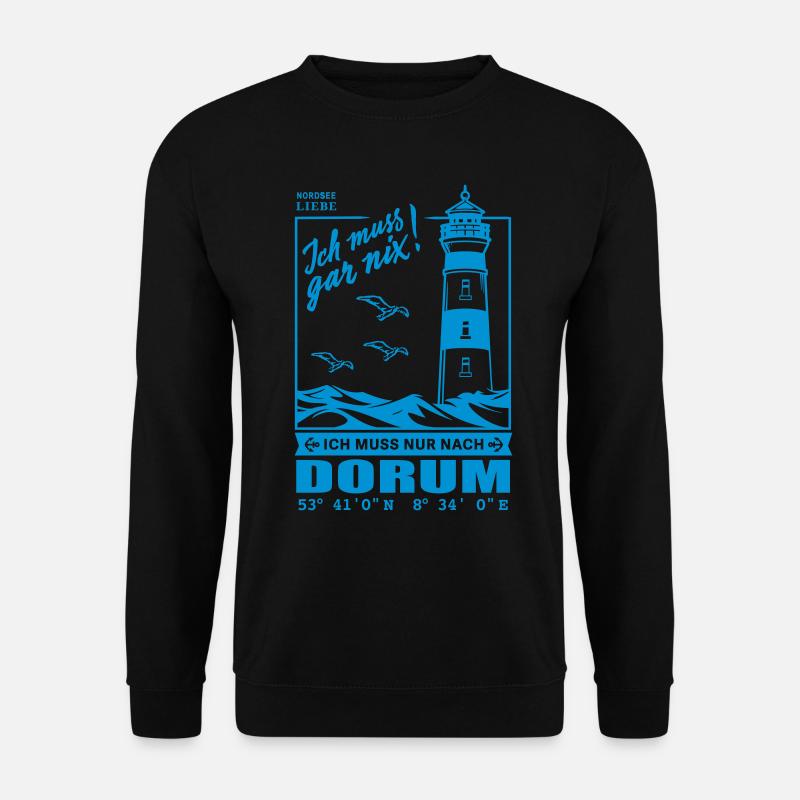 Dorum Koordinaten Nordsee Urlaub Strand Leuchtturm - Unisex Pullover - Schwarz