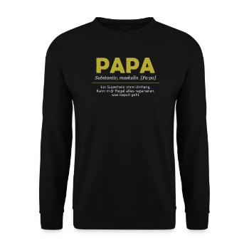 Papa Superheld Duden - Unisex Pullover - Schwarz - Vorne - Alina (178cm) & Michal (187cm)