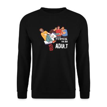 OFFICIELLEMENT UN ADULTE, LÉGALEMENT UN T-SHIRT ADULTE - Sweat-shirt Unisexe - noir - Devant - Alina (178cm) & Michal (187cm)
