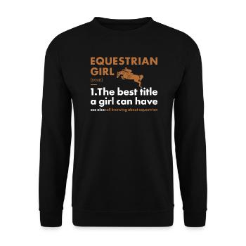 Sport Girl Définition Équestre - Sweat-shirt Unisexe - noir - Devant - Alina (178cm) & Michal (187cm)