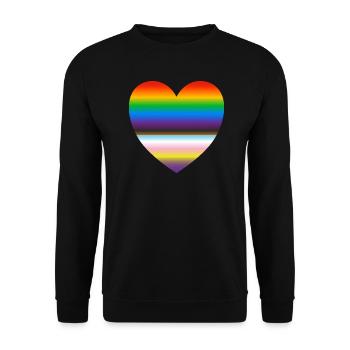 Inklusives Pride-Herz - Unisex Pullover - Schwarz - Vorne - Alina (178cm) & Michal (187cm)