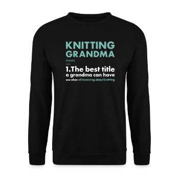 Knitter Grandma Definition Knitting - Unisex Sweatshirt - black - Front - Alina (178cm) & Michal (187cm)