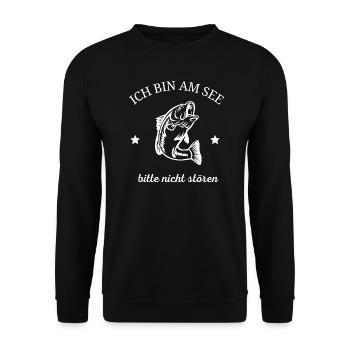 Angler Spruch Lustiger Spruch Angeln Fischer - Unisex Pullover - Schwarz - Vorne - Alina (178cm) & Michal (187cm)