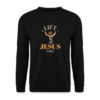 Heben wie Jesus - Unisex Pullover - Schwarz - Vorne - Alina (178cm) & Michal (187cm)