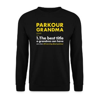 Traceur Grandma Definition Parkour - Unisex Pullover - Schwarz - Vorne - Alina (178cm) & Michal (187cm)