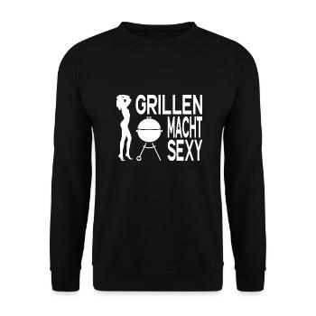 Grillen lustiger Grillspruch BBQ Männer Grill - Unisex Pullover - Schwarz - Vorne - Alina (178cm) & Michal (187cm)