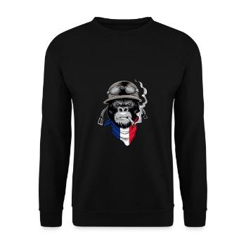 Patriotischer französischer Autofahrer - Unisex Pullover - Schwarz - Vorne - Alina (178cm) & Michal (187cm)