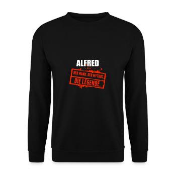 alfred 70 - Unisex Pullover - Schwarz - Vorne - Alina (178cm) & Michal (187cm)