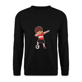 Dabbing Soccer Player Red Soccer Sports Team - Unisex Sweatshirt - black - Front - Alina (178cm) & Michal (187cm)