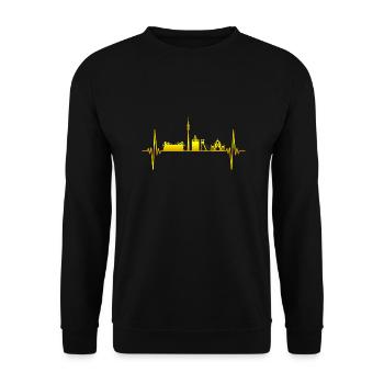 Dortmund Ruhrpott Skyline Herzschlag - Unisex Pullover - Schwarz - Vorne - Alina (178cm) & Michal (187cm)