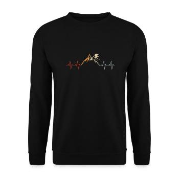 Skifahrer Ski Herzschlag Vintage - Unisex Pullover - Schwarz - Vorne - Alina (178cm) & Michal (187cm)