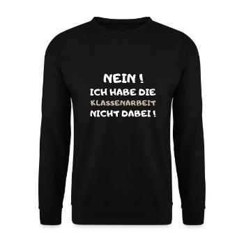 Lehrer Spruch witzig Klassenarbeit Schule Geschenk - Unisex Pullover - Schwarz - Vorne - Alina (178cm) & Michal (187cm)