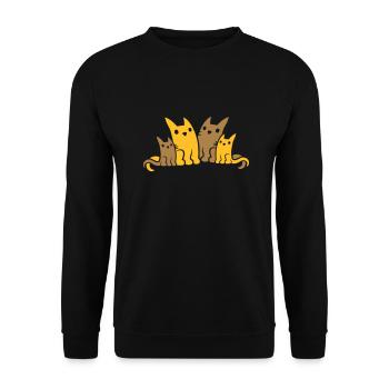 Papa Mama Katzen Familie - Unisex Pullover - Schwarz - Vorne - Alina (178cm) & Michal (187cm)