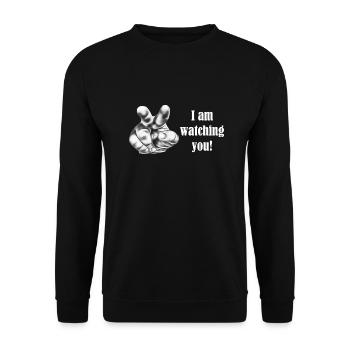 iamwatchingyou white - Sweat-shirt Unisexe - noir - Devant - Alina (178cm) & Michal (187cm)