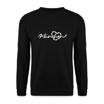 Mon cœur bat pour Munich - Blanc - Sweat-shirt Unisexe - noir - Devant - Alina (178cm) & Michal (187cm)