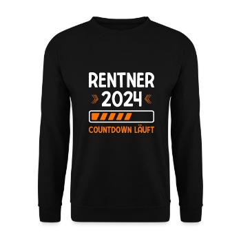 Rentner 2024 Countdown Läuft Rente 2024 - Unisex Pullover - Schwarz - Vorne - Alina (178cm) & Michal (187cm)