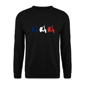 Frankreich Motorroller Scooter Moped - Unisex Pullover - Schwarz - Vorne - Alina (178cm) & Michal (187cm)