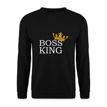Boss King Cadeau Hommes Roi - Sweat-shirt Unisexe - noir - Devant - Alina (178cm) & Michal (187cm)