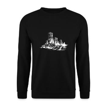 Château Dessin Point de repère Moyen Age historique - Sweat-shirt Unisexe - noir - Devant - Alina (178cm) & Michal (187cm)