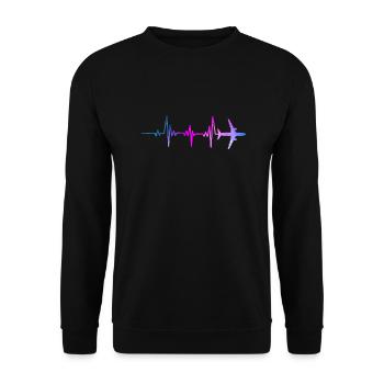 Airplane Space Heartbeat For Aviation Plane - Unisex Sweatshirt - black - Front - Alina (178cm) & Michal (187cm)