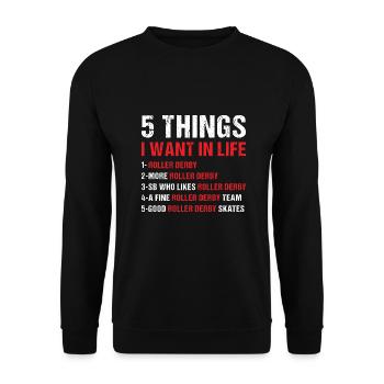 5 choses que je veux dans la vie Roller Derby - Sweat-shirt Unisexe - noir - Devant - Alina (178cm) & Michal (187cm)