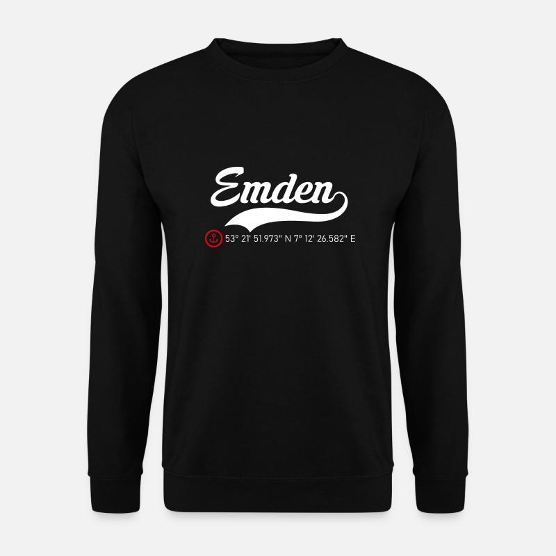 Emden Koordinaten - Unisex Pullover - Schwarz